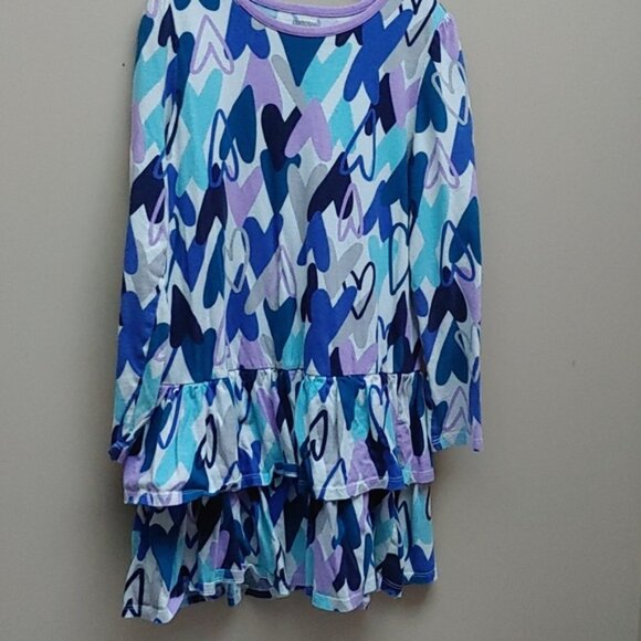 3/$25 GYMBOREE girl blue purple long sleeves dress size 7-8 stretchy ruf… - Picture 5 of 5